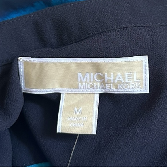 Michael Kors Sleeveless Maxi Dress Blue Ombre Button Front Pockets Slit M NWT - Picture 10 of 11